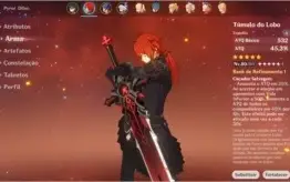 Genshin Impact AR52 com Xiao(C1), Diluc, Qiqi, Jean, Keqing.