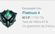VENDO CONTA PLATINA 4 LVL BAIXO COM WIN RATE DE 60%