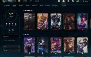 Conta DIAMANTE 4 com 52 skins e 65 champs