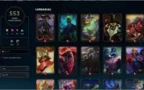CONTA COM 553 SKIN + LEVEL 296 + ALL CHAMPS