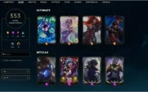 CONTA COM 553 SKIN + LEVEL 296 + ALL CHAMPS