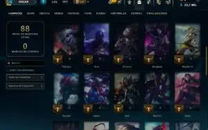 Diamante 1 com 45 Champs e 7 Skins
