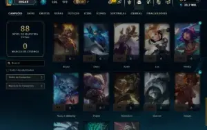 Diamante 1 com 45 Champs e 7 Skins