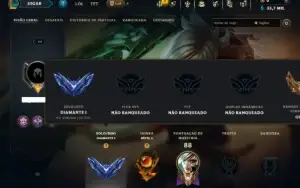 Diamante 1 com 45 Champs e 7 Skins