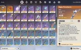 Conta Genshin AR46 Hutao + Báculo + yelan + Aqua + Nahida