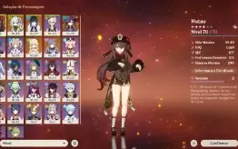 Conta Genshin AR46 Hutao + Báculo + yelan + Aqua + Nahida