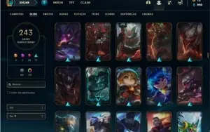 Conta bronze 4 com TODOS os champs e 243 Skins (Level 520)