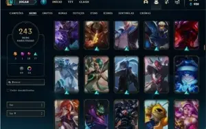 Conta bronze 4 com TODOS os champs e 243 Skins (Level 520)