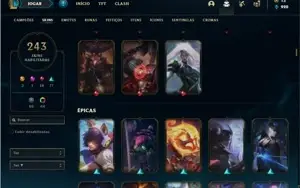 Conta bronze 4 com TODOS os champs e 243 Skins (Level 520)