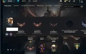 Conta bronze 4 com TODOS os champs e 243 Skins (Level 520)