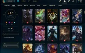 Conta bronze 4 com TODOS os champs e 243 Skins (Level 520)