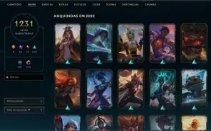 Conta no League of Legends 1231 skins - PLAT 4