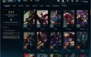 Conta bronze 2 com 91 champs e 82 skins (2229 RP na conta)