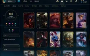 Conta bronze 2 com 91 champs e 82 skins (2229 RP na conta)
