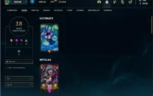 Conta prata 2 com 62 Champs e 38 Skins + 3 Vitoriosas