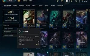 Platina 4 com TODOS os champs e 307 Skins + 10 Vitoriosas