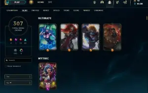 Platina 4 com TODOS os champs e 307 Skins + 10 Vitoriosas