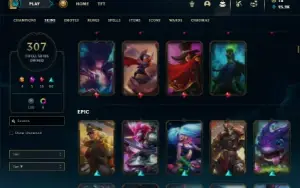 Platina 4 com TODOS os champs e 307 Skins + 10 Vitoriosas
