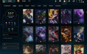 Platina 4 com TODOS os champs e 307 Skins + 10 Vitoriosas