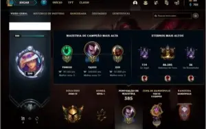 Conta ouro 4 com 52 skins e 115 champs