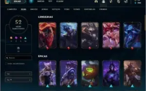 Conta ouro 4 com 52 skins e 115 champs