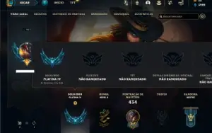Platina 4 com 145 Champs e 203 Skins ( MAIN MID / JG / SUP )