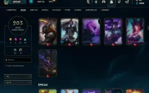Platina 4 com 145 Champs e 203 Skins ( MAIN MID / JG / SUP )