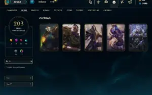 Platina 4 com 145 Champs e 203 Skins ( MAIN MID / JG / SUP )