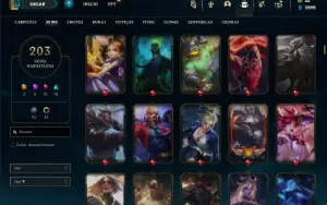 Platina 4 com 145 Champs e 203 Skins ( MAIN MID / JG / SUP )