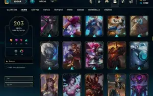 Platina 4 com 145 Champs e 203 Skins ( MAIN MID / JG / SUP )