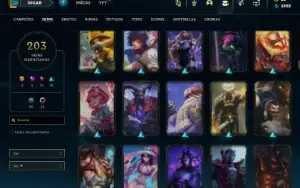 Platina 4 com 145 Champs e 203 Skins ( MAIN MID / JG / SUP )
