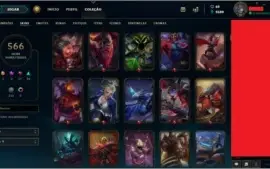 Conta com 566 skins (todas as skins de 2015 pra trás).
