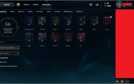 Conta com 566 skins (todas as skins de 2015 pra trás).