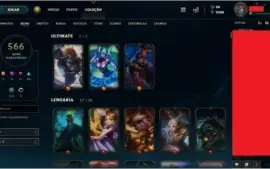 Conta com 566 skins (todas as skins de 2015 pra trás).