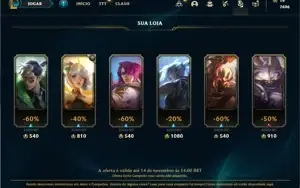 Conta ouro 4 com 155 Champs e 148 Skins (4 Ultimates)