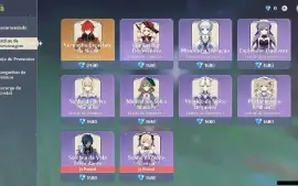 GENSHIN IMPACT - 7 Personagens T5 e 3 Armas T5