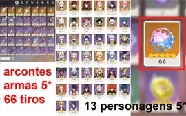 CONTA GENSHIN AR57✨13 LENDÁRIOS +8 ARMAS 5⭐YELAN, MIKO, BAAL