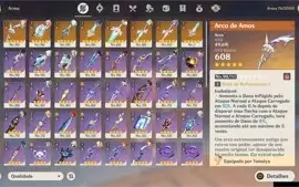 CONTA GENSHIN AR57✨13 LENDÁRIOS +8 ARMAS 5⭐YELAN, MIKO, BAAL