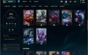 Conta platina 4 com 100 champs e 46 skins