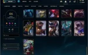 Conta platina 4 com 100 champs e 46 skins