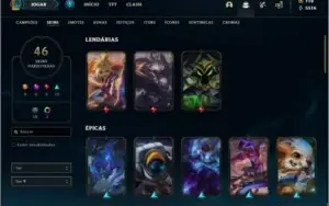 Conta platina 4 com 100 champs e 46 skins