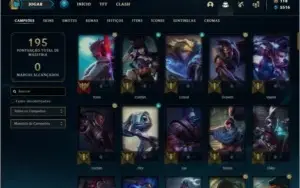 Conta platina 4 com 100 champs e 46 skins