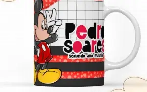 Kit Personalizado Mickey: Etiquetas, Caneca e Toalhinha