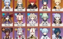 Conta ar 55 com  venti,qiqi,ganyu,klee,diluc,mona e jean