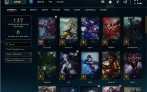 Conta ouro 1 com 50 Champs e 22 Skins