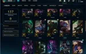 Conta ouro 1 com 50 Champs e 22 Skins