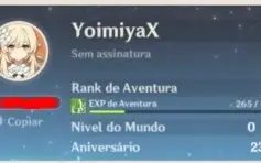 Conta do Genshin Impact rank 10