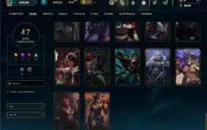 Unranked com TODOS os champs e 47 Skins +1 Prestigio