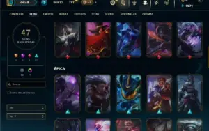 Unranked com TODOS os champs e 47 Skins +1 Prestigio