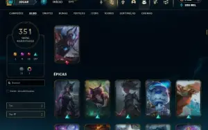Bronze 2 com TODOS os champs e 351 Skins ( TOP / JG / MID )